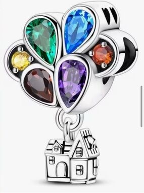 Colorful Hot Air Balloon & House Dangle Charm Bracelet Charm “Forever My Love